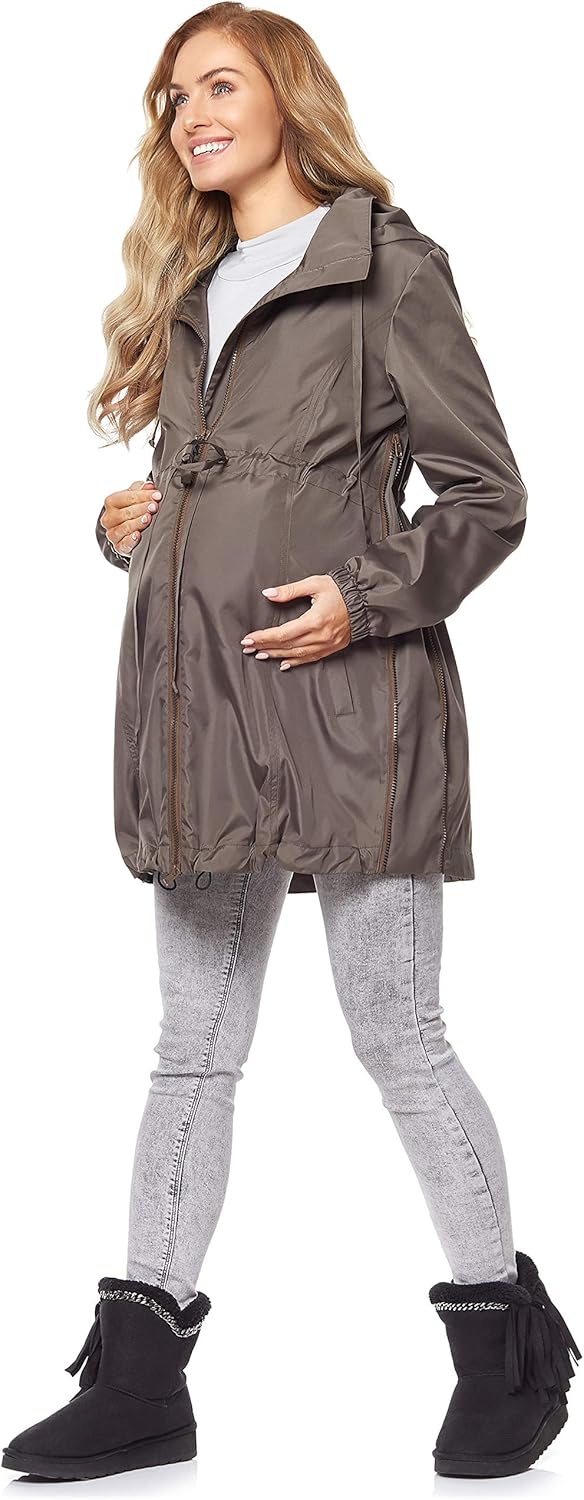 Damen Parka Übergangsjacke Herbstjacke Umstandsjacke BE20-213, 36 Khaki