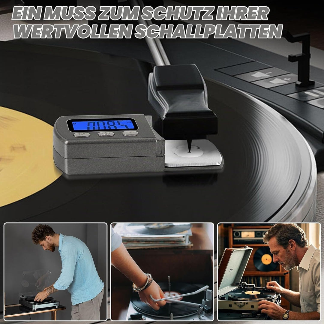 4PCS Justier und Einstellungsset zur Plattenspieler, mit Digitaler Tonarmwaage Digitale Turntable, A