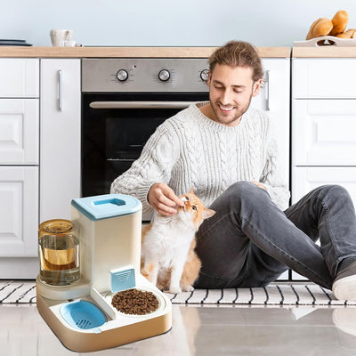 PETCUTE 2-in-1 Automatischer Futter und Wasserspender für Haustiere,Futterspender für Katzen mit gro