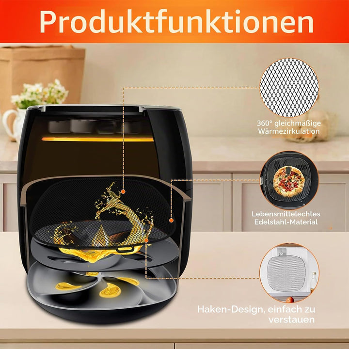 Air Fryer Zubehör für Philips, 18,3 cm quadratische Abtropfschale für Philips HD9741 3QT Tray Rack k