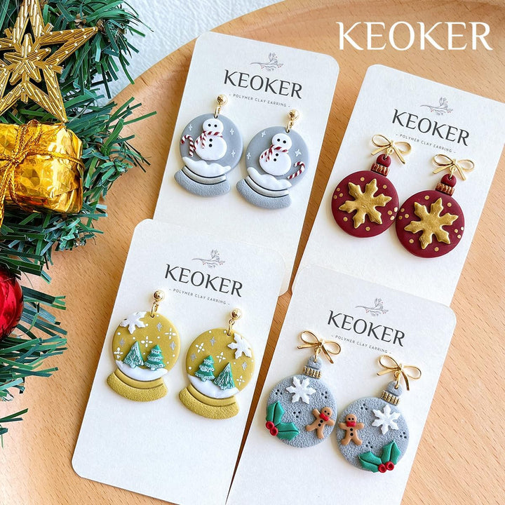 KEOKER Weihnachten Clay Cutters, Weihnachten Polymer Clay Cutter für Ohrringe Herstellung, 20 Clay C
