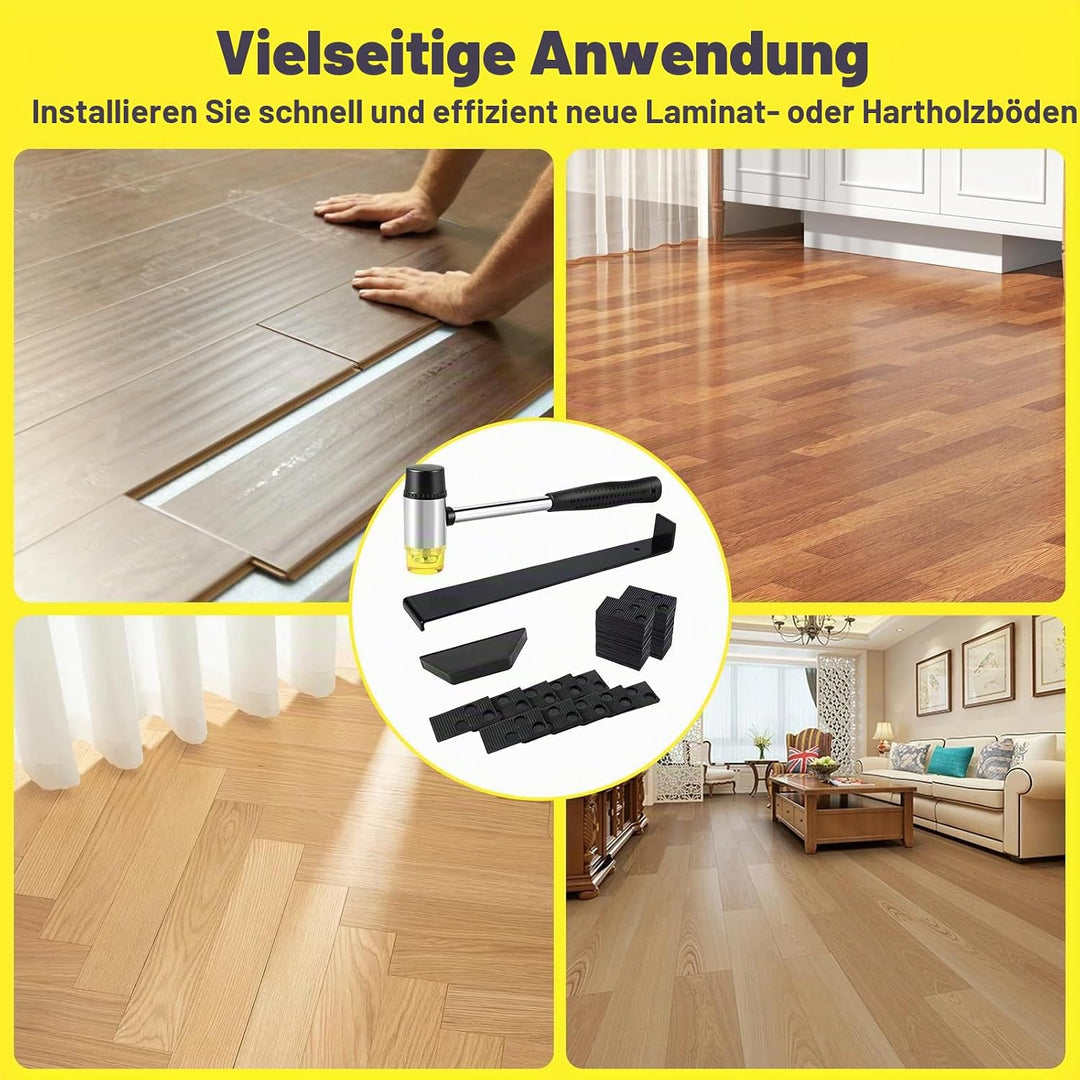 43 Stück Laminatboden Verlegeset mit 40 Montagekeilen &amp; Schlagklotz und Zugeisen, 26cm Doppelseitige
