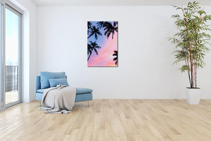 der Himmel voller Palmen Format: 120x80 als Leinwandbild, Motiv fertig gerahmt auf Echtholzrahmen, H