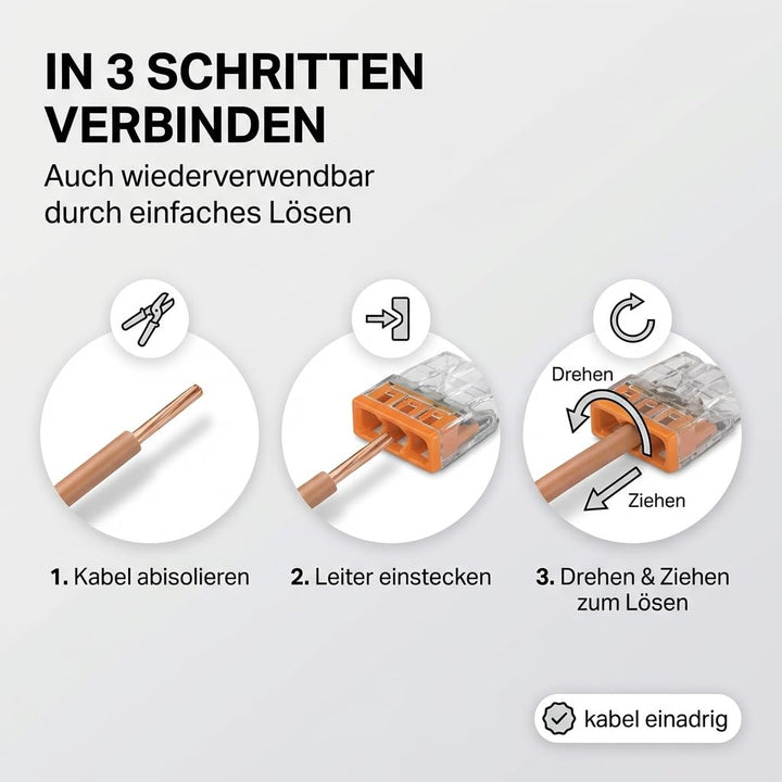 Verbindungsklemmen Set 250 Stück – enthält Original WAGO Klemmen Set Serie 2273 (2-, 3-, 4-, 5-, 8 p