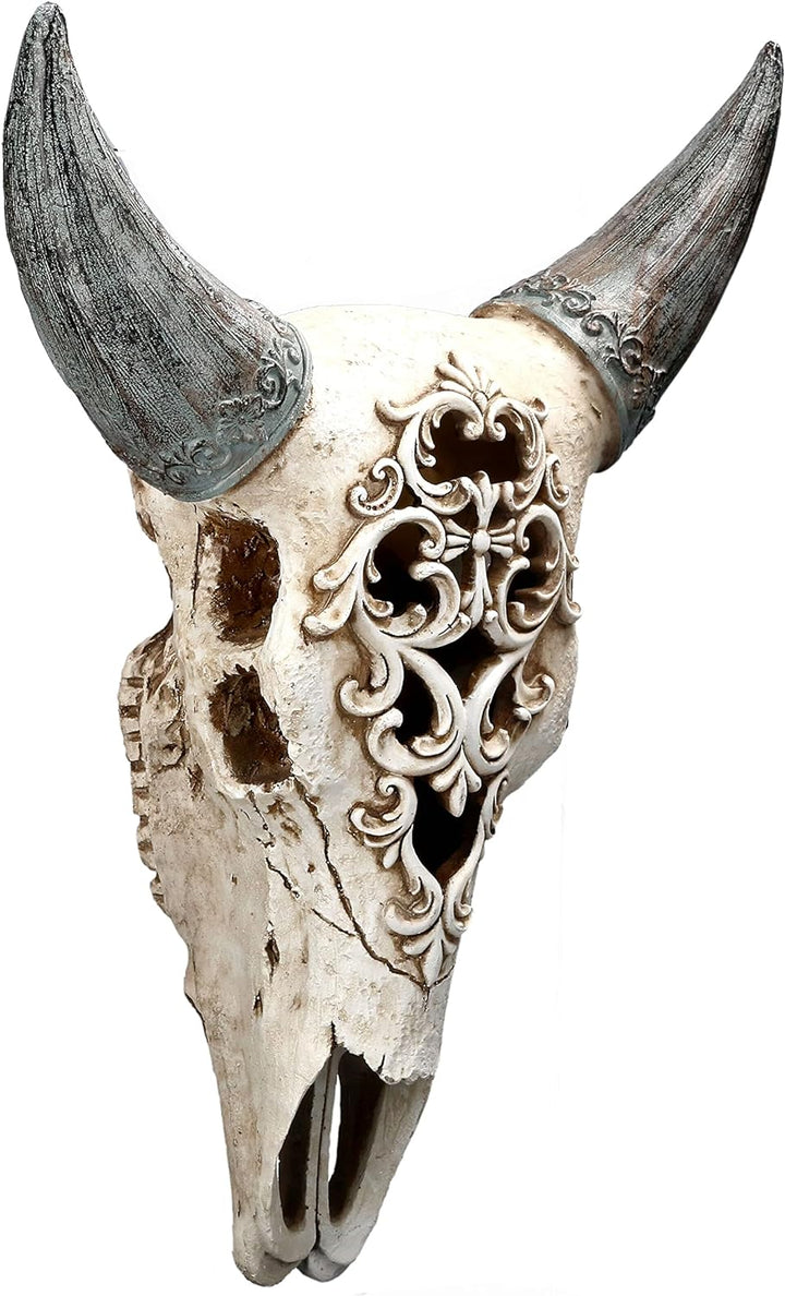 Pacific Giftware Bison Schädel mit Verzierungen | Wanddeko Totenkopf Rind Büffel