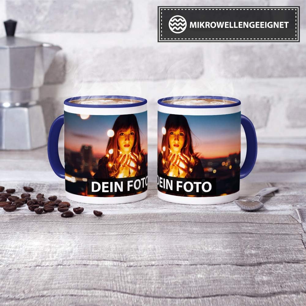Foto-Tasse zum selbst gestalten mit Foto und Text/mit individuellen Druck in Profiqualität/Personali