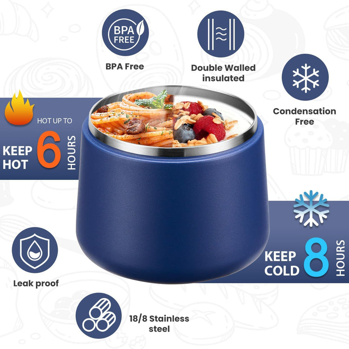 Itslife Thermobehälter für Essen 420ml, Warmhaltebehälter Essen Edelstahl mit Schnallendeckel und Lö