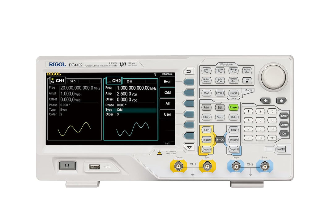 RIGOL DG4102 Function-Arbitrary -Waveform Generator, 100MHz, 500MSa/s, 2 Kanal, 115dBc/Hz Phasenraus