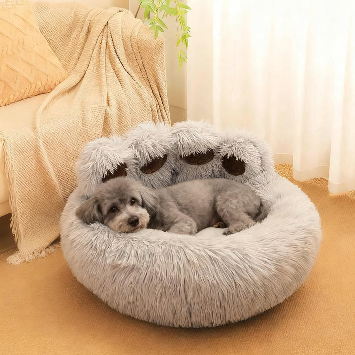 65cm Ø Flauschig Hundebett Katzenbett Bärentatzen-Design Hundekissen Katzenkissen Waschbar Hundekorb