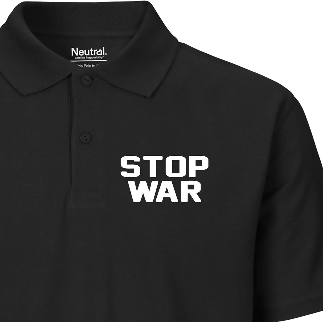 huuraa! Damen Polo Shirt Stop War Liebe Bio Baumwolle Fairtrade Oberteil Grösse XS-XXL mit Friedens