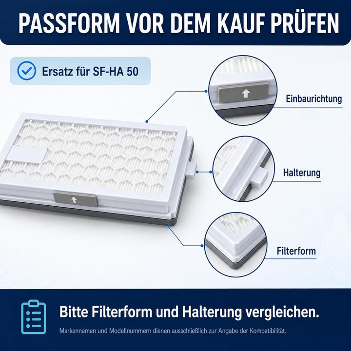 POWEKA 2 x HEPA AirClean 50 Filter Kompatibel mit Miele Staubsaugern der C1 C2 C3 und S-Serie S8340