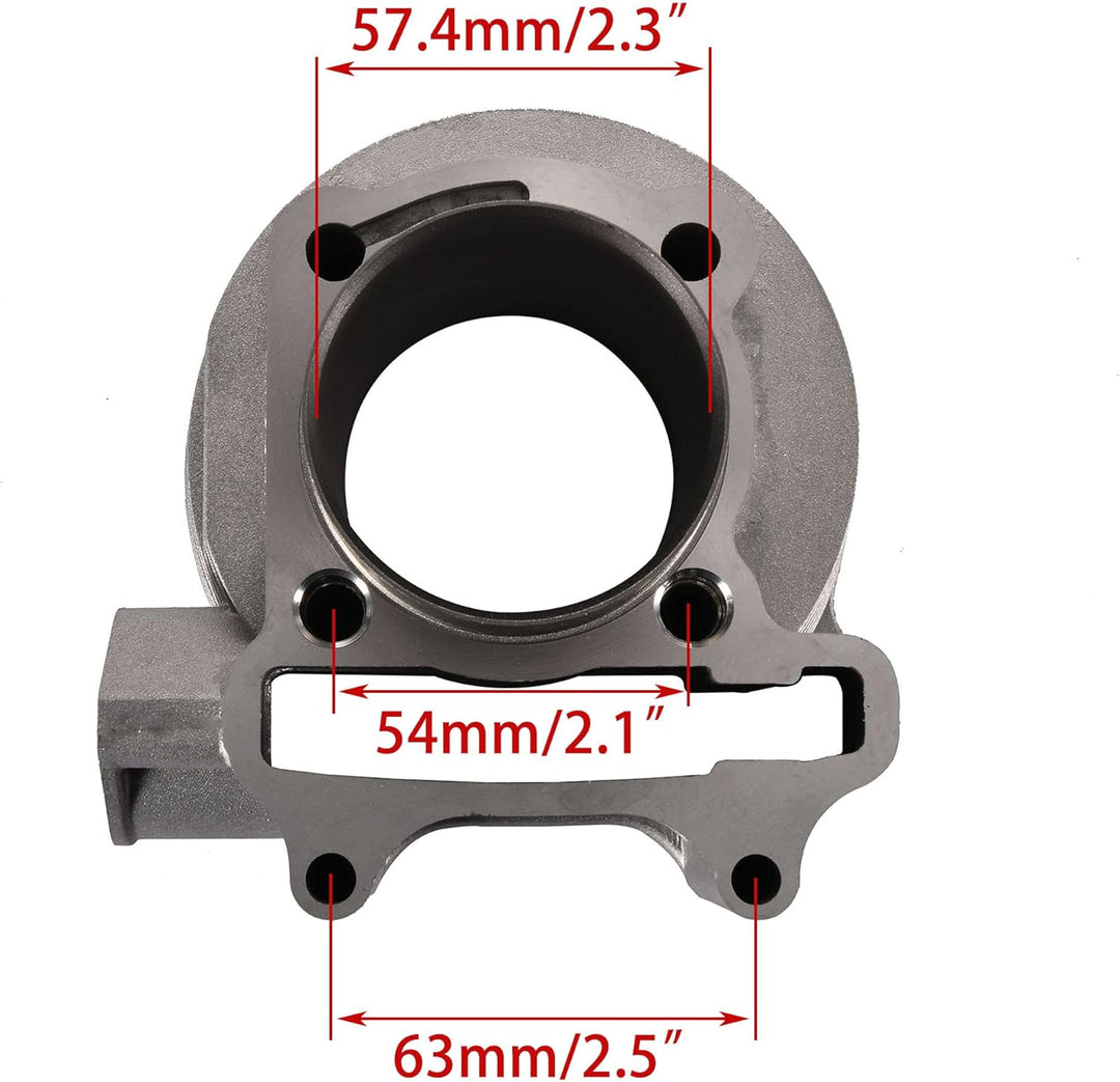 WOOSTAR 57.4mm Grosse Bohrung Zylinder Umbausatz mit Kolben Ersatz für GY6 4-Takt 125ccm 150ccm 157Q