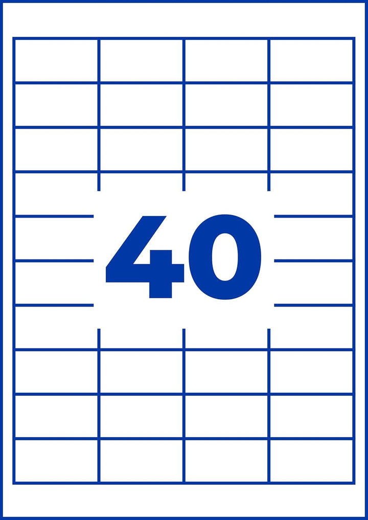 AVERY Zweckform 3657 Universal Etiketten (4.000 Klebeetiketten, 48,5x25,4mm auf A4, Papier matt, ind
