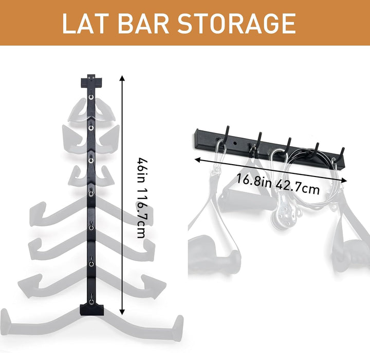 KORIKAHM Lat Pulldown Attachments Storage Rack, Wall Mounted Lat Pull Down Bar Organizer with Heavy