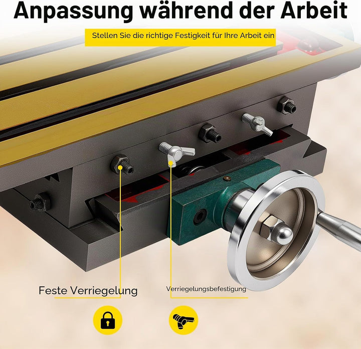 Kreuztisch 570x100mm, Frästisch, Koordinatentisch mit 270 mm X-Achse, 125 mm Y-Achse, 2‑achsiger Frä