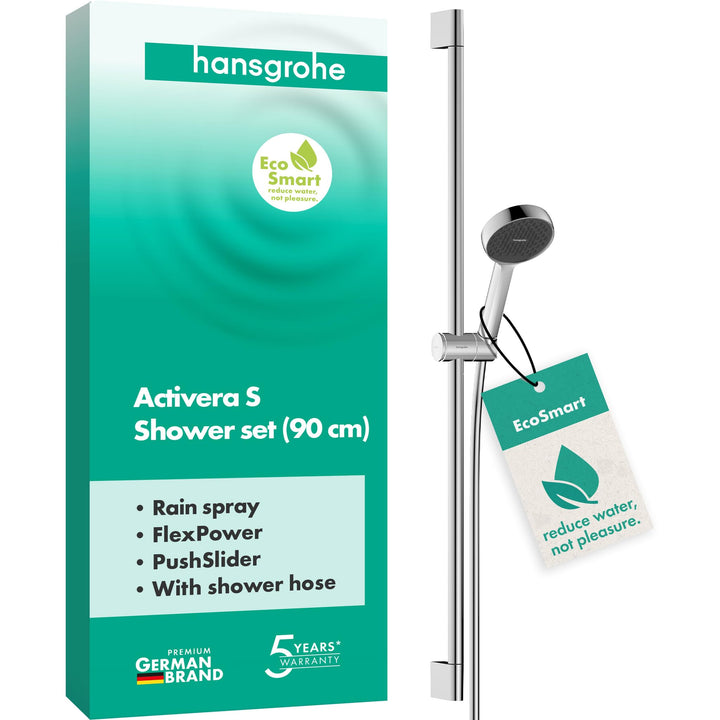 hansgrohe Activera S - Duschset mit Duschkopf wassersparend (EcoSmart, 1 Strahlart), Duschschlauch (