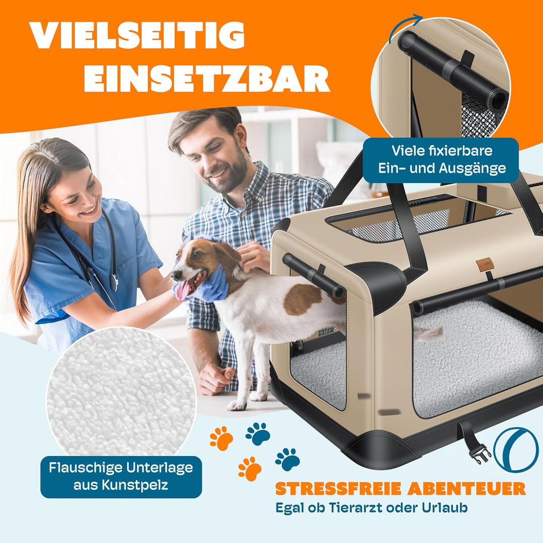 Lovpet® Transportbox Hund Katze Transporttasche XL 81,3x58,4x58,4cm | Hunde-Tragetasche Faltbare Kat