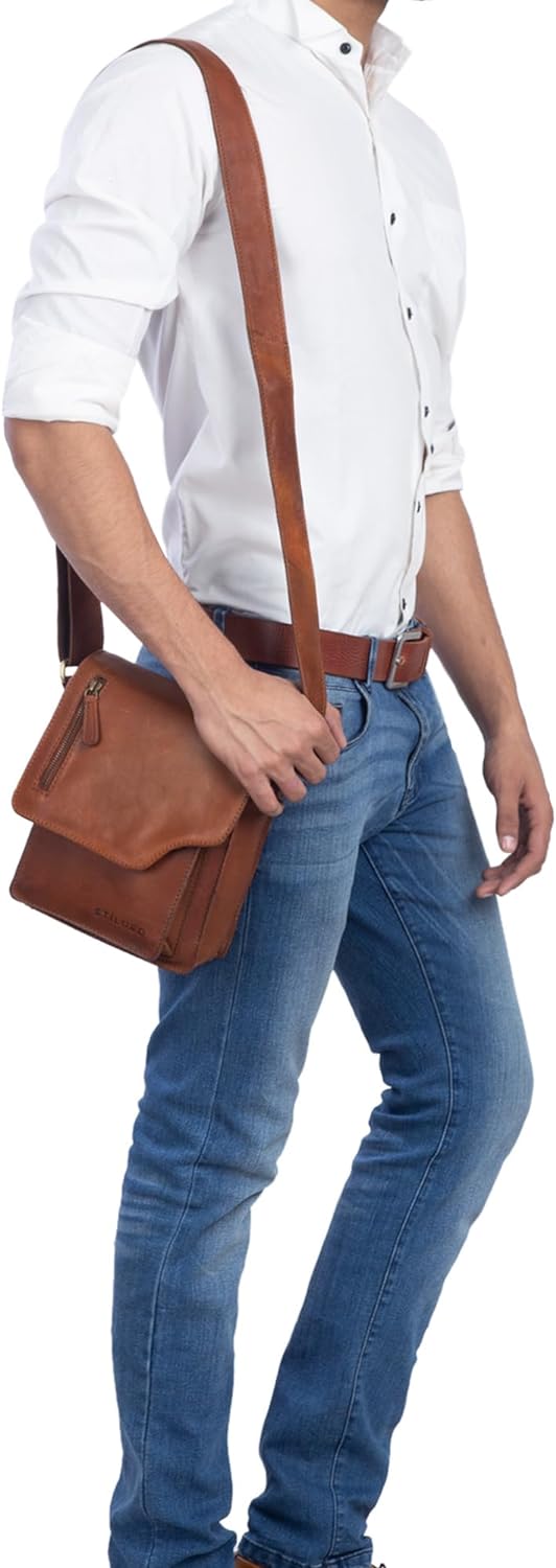 STILORD 'Pete' Umhängetasche Leder klein Männer Schultertasche Vintage Messenger Bag Herren 8,4 Zoll