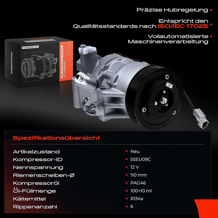 Frankberg Kompressor Klimaanlage Kompatibel mit Yaris P1 1.3L Benzin 2002-2005 Yaris NCP1 NLP1 SCP1