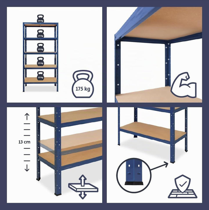 shelfplaza® 200x50x50cm Home Schwerlastregal blau/Metallregal mit 6 Böden/Kellerregal Metall, Garage