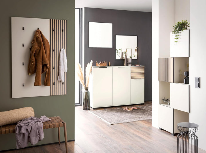 Schildmeyer 701941 Schieberegal Alexa, Holzwerkstoff, Cremebeige, Cremebeige