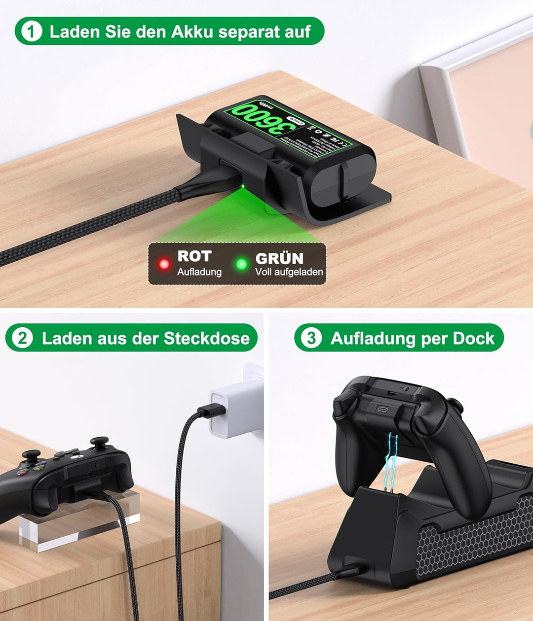 Elegamefy Controller Akku Für Xbox Series X/S, Wiederaufladbare Batterie für Xbox One/One S/One X/El
