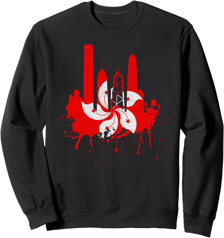 Hongkong Skyline Flagge Fahne Asien Buddha Liebe Hong Kong Sweatshirt