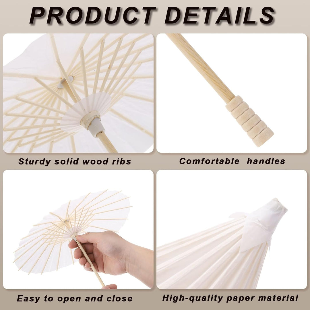 QUARKZMAN 6 Stück Papierschirme 16" Papier Parasol Schirme Rosenrot | DIY Ölpapier Bemalte Schirme,