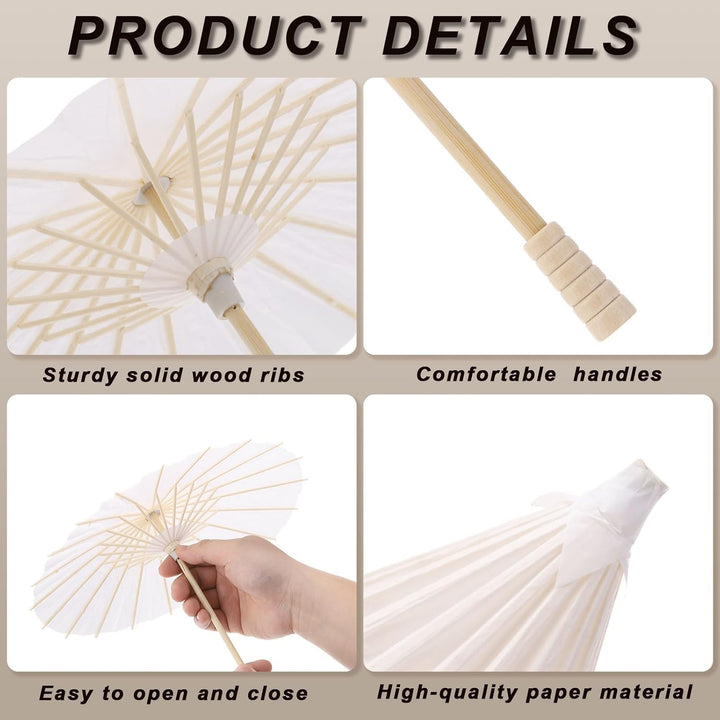 QUARKZMAN 6 Stück Papierschirme 16" Papier Parasol Schirme Rosenrot | DIY Ölpapier Bemalte Schirme,