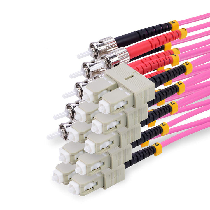 TPFNet 5er Pack 1,5m Glasfaserkabel OM4 Multimode ST/SC Duplex 50/125µm 10 GB 1,50m 5-Stück - 2x ST
