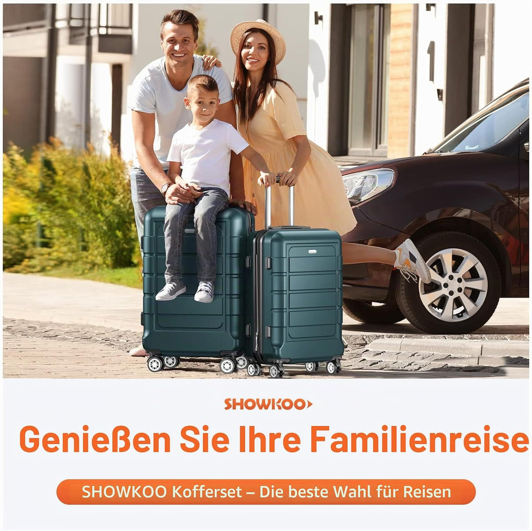 SHOWKOO Kofferset 2 Teilig Hartschale Leicht ABS+PC Erweiterbar Reisekoffer Haltbar Trolley Handgepä