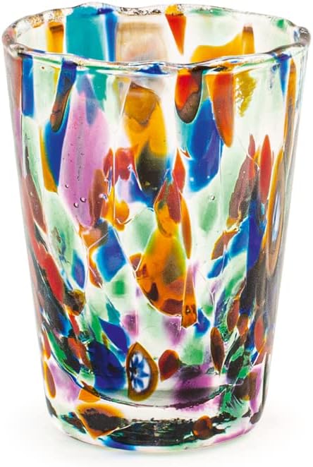 H&h set 6 bicchieri veneziano in vetro, multicolore, cl 5