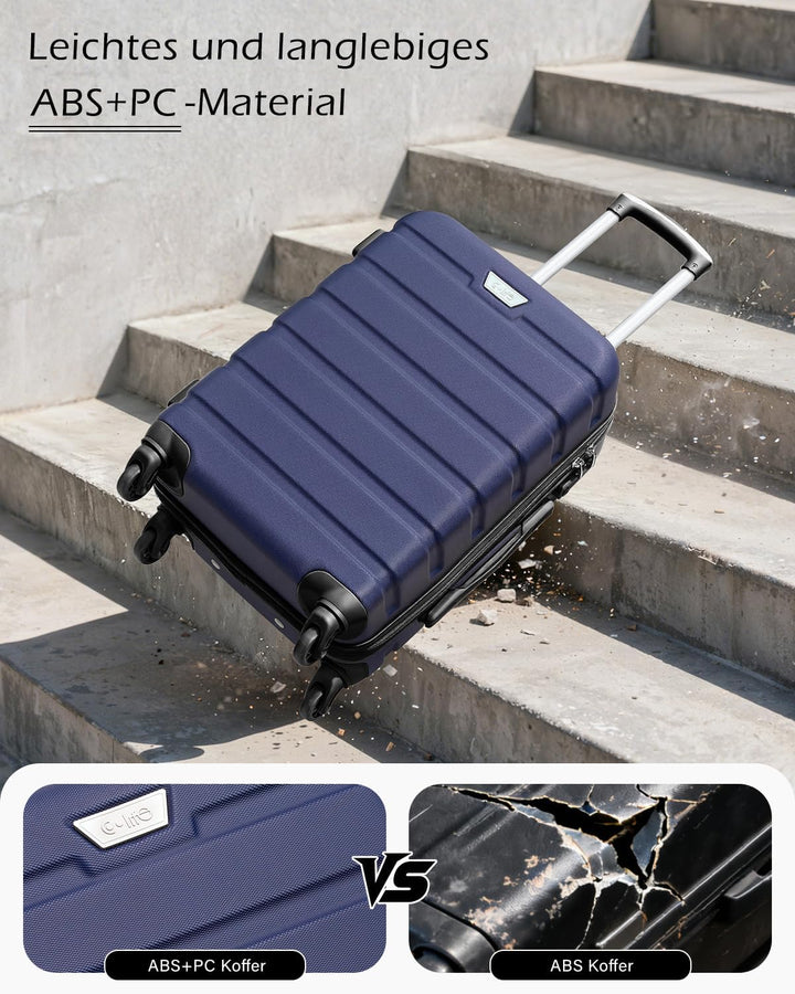 COOLIFE Koffer Gross 77cm XL, PC+ABS, Rollkoffer mit 360° Spinner Räder | TSA Zahlenschloss, Leicht