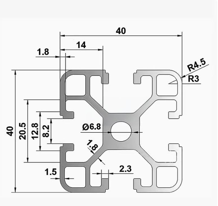 AluProfil 4040 Alu Profil 400mm T Typ Schwarz Aluminium Profile 40x40 Europäischer Standard Eloxiert