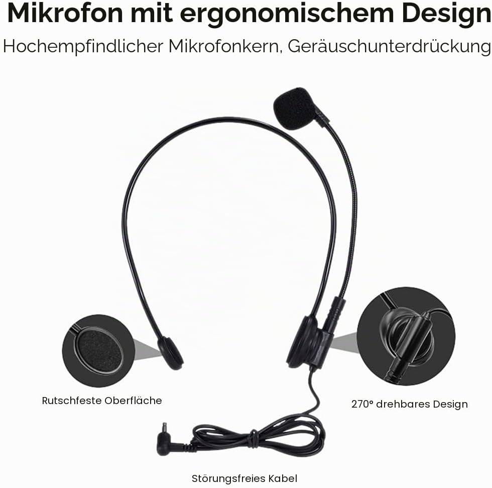Sprachverstärker Tragbarer SHIDU Stimmverstärker Lautsprecher mit Mikrofon Tragbar Headset 15W 2000m