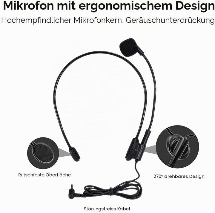 Sprachverstärker Tragbarer SHIDU Stimmverstärker Lautsprecher mit Mikrofon Tragbar Headset 15W 2000m