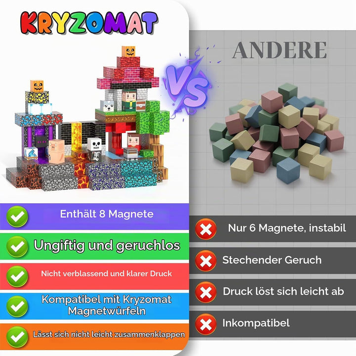 Magnetische Bausteine 200 Stück, Magnetbausteine ab 3 Jahre, Magnetic Blocks für Kinder Jungen Mädch
