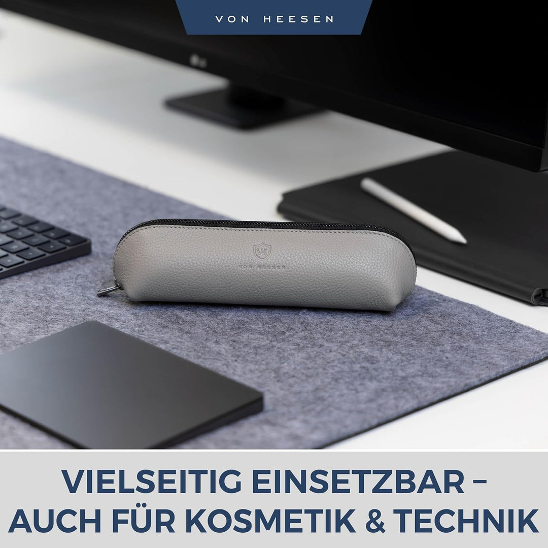 VON HEESEN® Echtleder Federmäppchen Leder Federmappe Etui für Stifte Mäppchen Schule Federtasche Uni