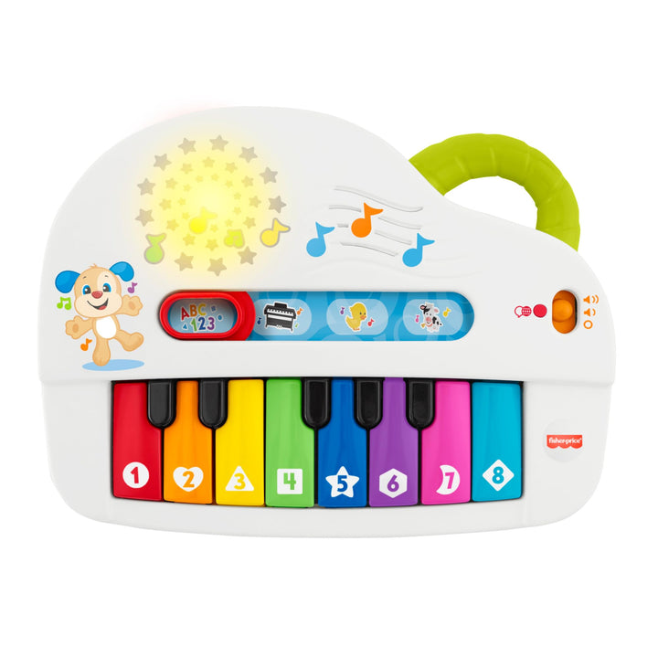 Fisher-Price Babys erstes Keyboard mehrsprachige Version, tragbares Spielzeugklavier mit Lichtern, M