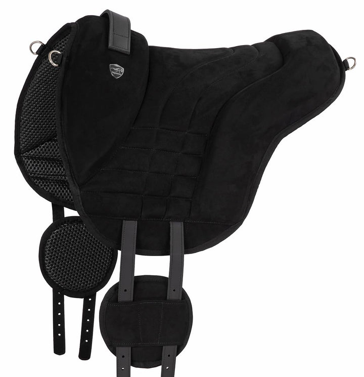 Equinate Reitpad Harper aus synthetischem Wildleder Pony Schwarz - Bareback Pad mit pflegeleichter N