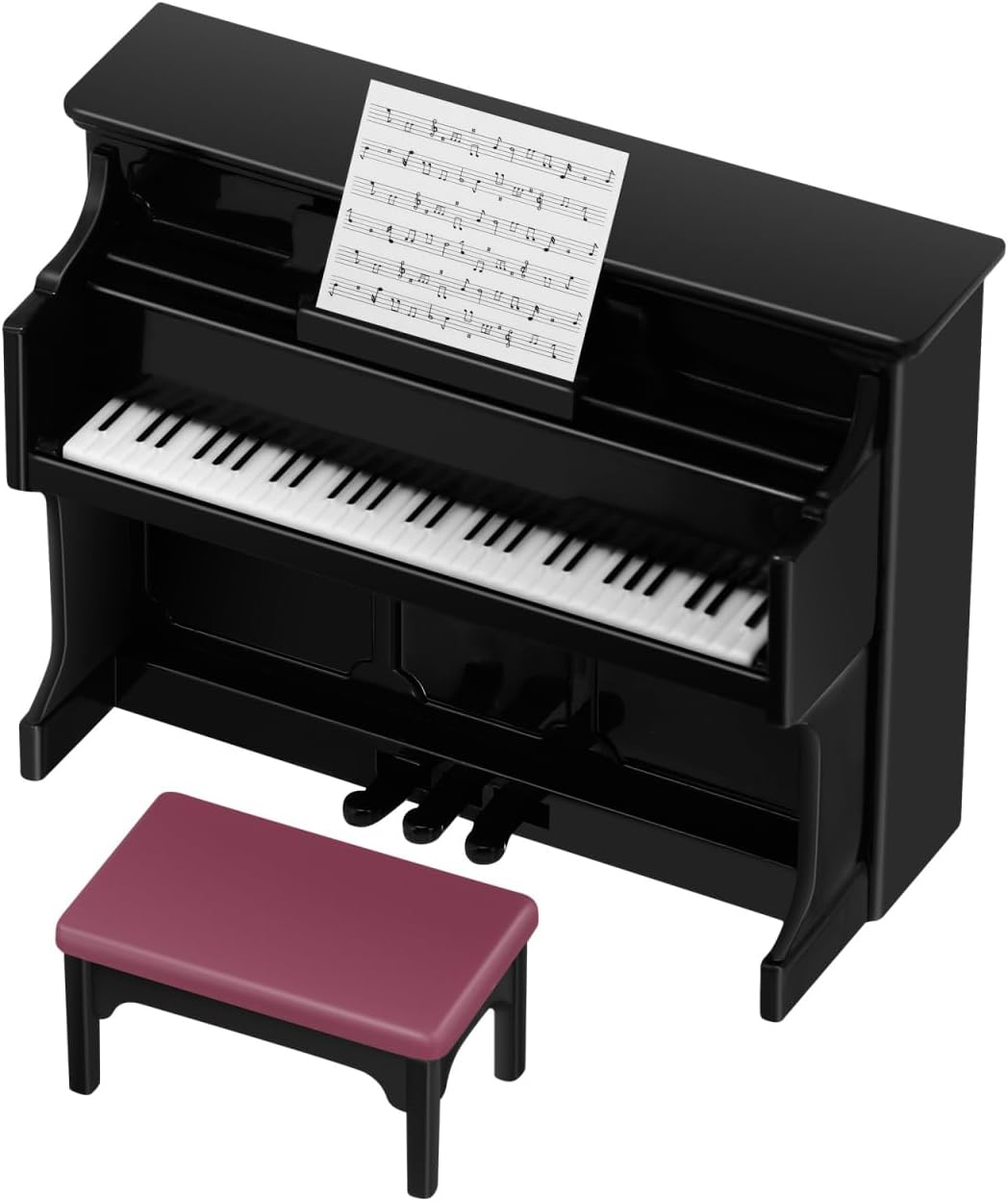 HANABASS 1 Satz Miniatur Klavier mit Hocker, Simulative Piano Modell für Puppenhaus Dekoration Handg