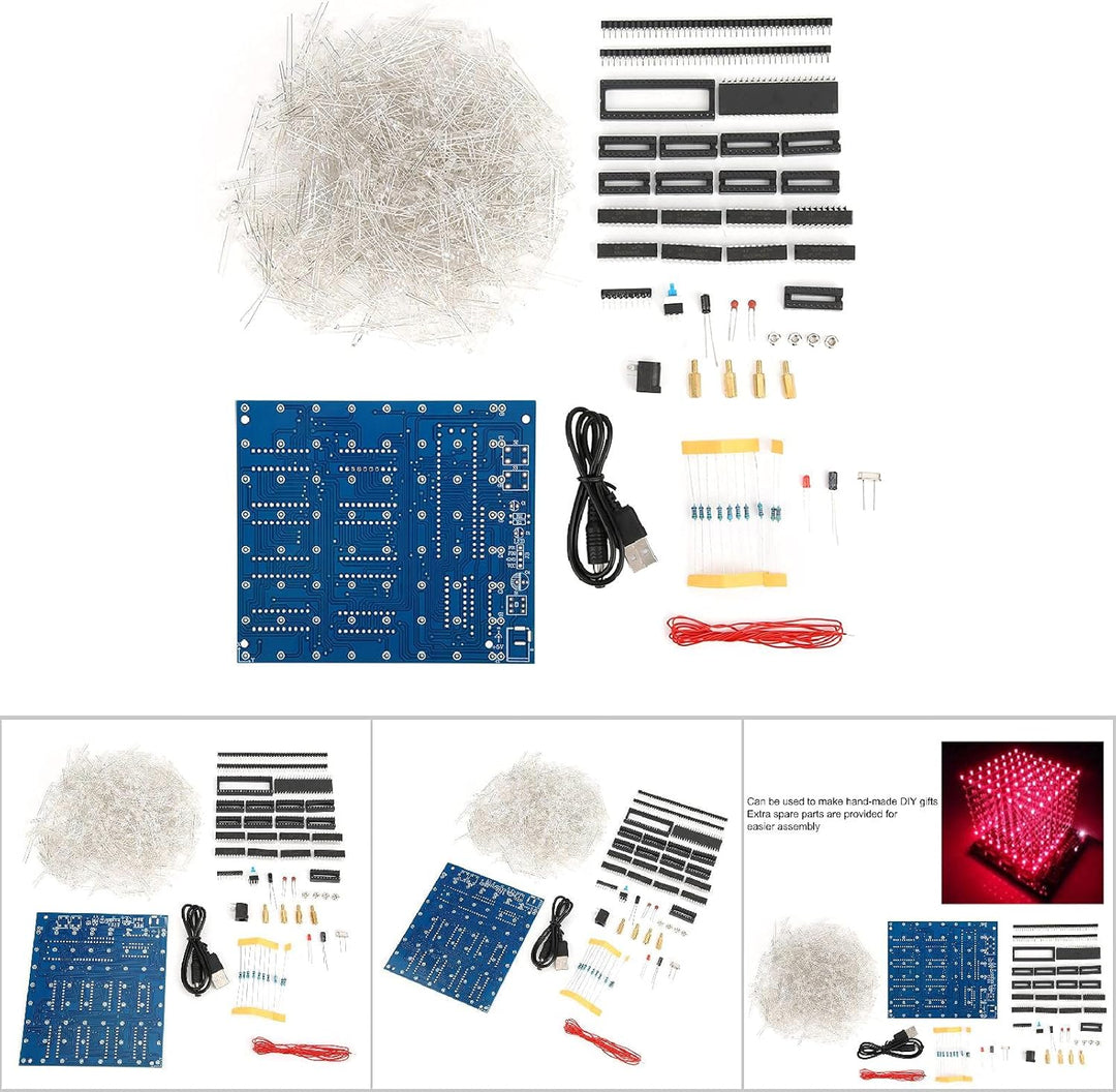 3D LED Würfel Licht Elektronik Bausatz, 8 x 8 x 8 Würfel LED Licht Würfel DIY Lötprojekt Bausatz, Ha