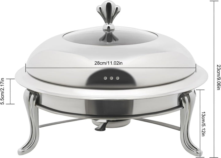 Rund Chafing Dish 28cm Edelstahl Esszimmer Herd Chafing Dish Food Warmer ohne Ohren für Buffet-Resta