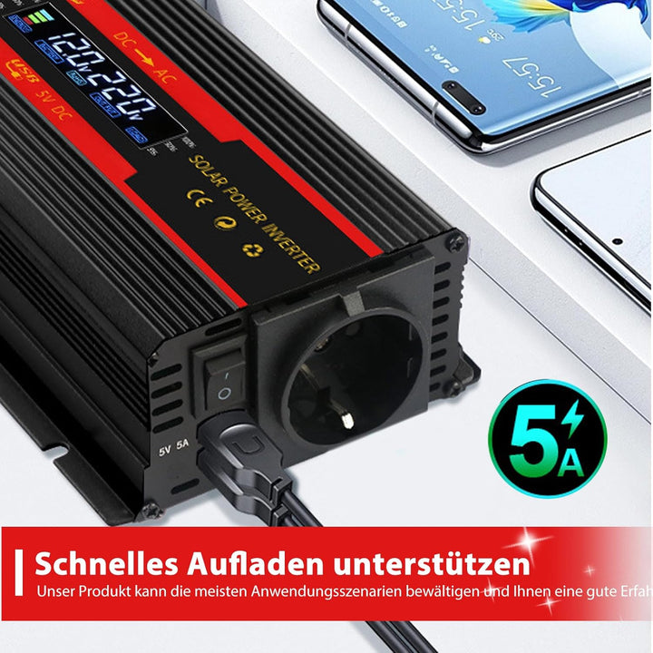 Wechselrichter Spannungswandler DC 12V / 24V auf AC 230V Modifizierte Sinuswelle Inverter 2000W mit