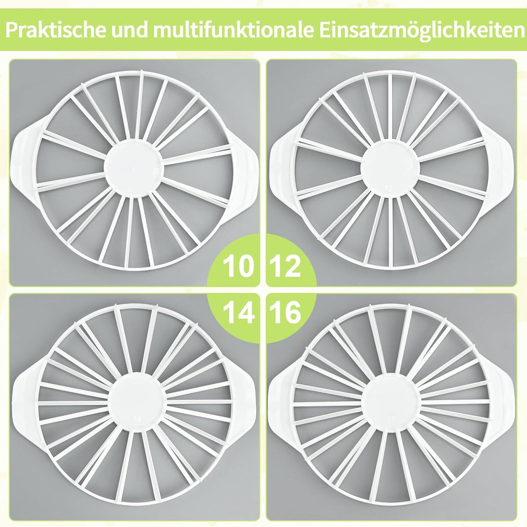 2er Set Tortenteiler Verstellbar - Runder Kuchen-Teiler für 10, 12, 14 oder 16 Stücke, Wiederverwend
