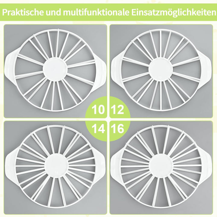 2er Set Tortenteiler Verstellbar - Runder Kuchen-Teiler für 10, 12, 14 oder 16 Stücke, Wiederverwend