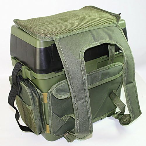 NGT Sitzbox Seat Box Sitzkiepe Angelkoffer Tackle Box mit Rucksacküberzug aus Canvas