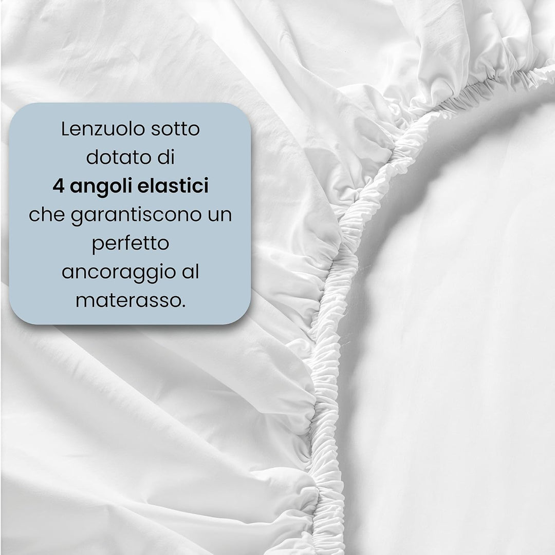 Italian Bed Linen “ Natural Color” Bettwäsche Set, Weiss/Weiss, Kleine Doppelte Weiss/Weiss Kleine D