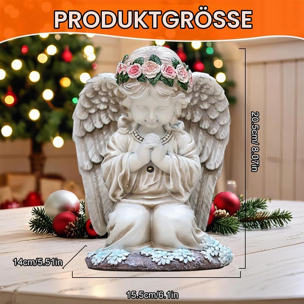 Grabschmuck Wetterfest, Solar Engel Gartenstatuen, Wetterfest Grabschmuck, Grabengel mit Led Solarle