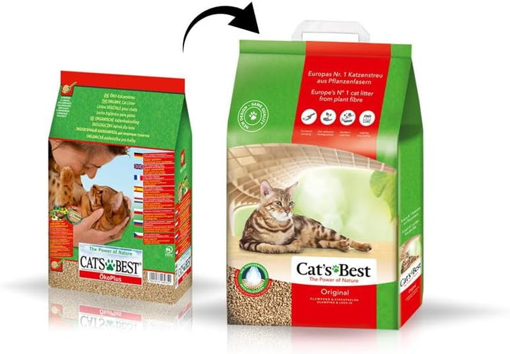 Cat's Best Original Katzenstreu, 100% pflanzliche Katzen Klumpstreu mit maximaler Saugkraft – bekämp